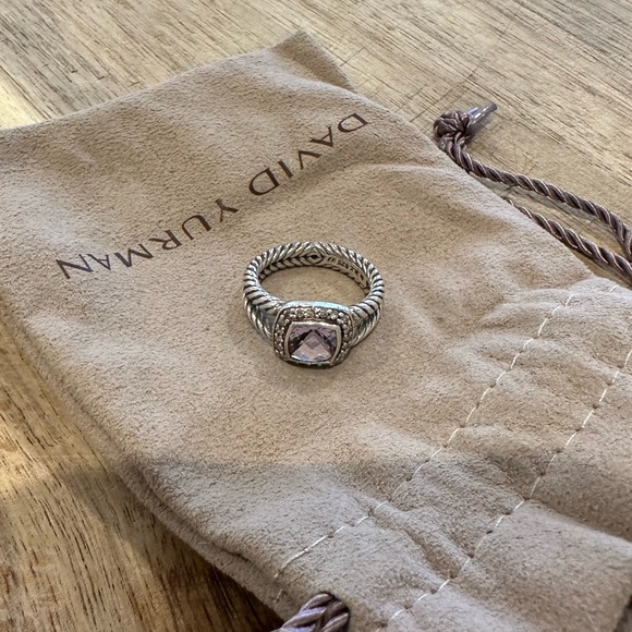 David Yurman Petite Albion Ring in Sterling Silver with Amethyst & Pavé Diamonds - Picture 6 of 9